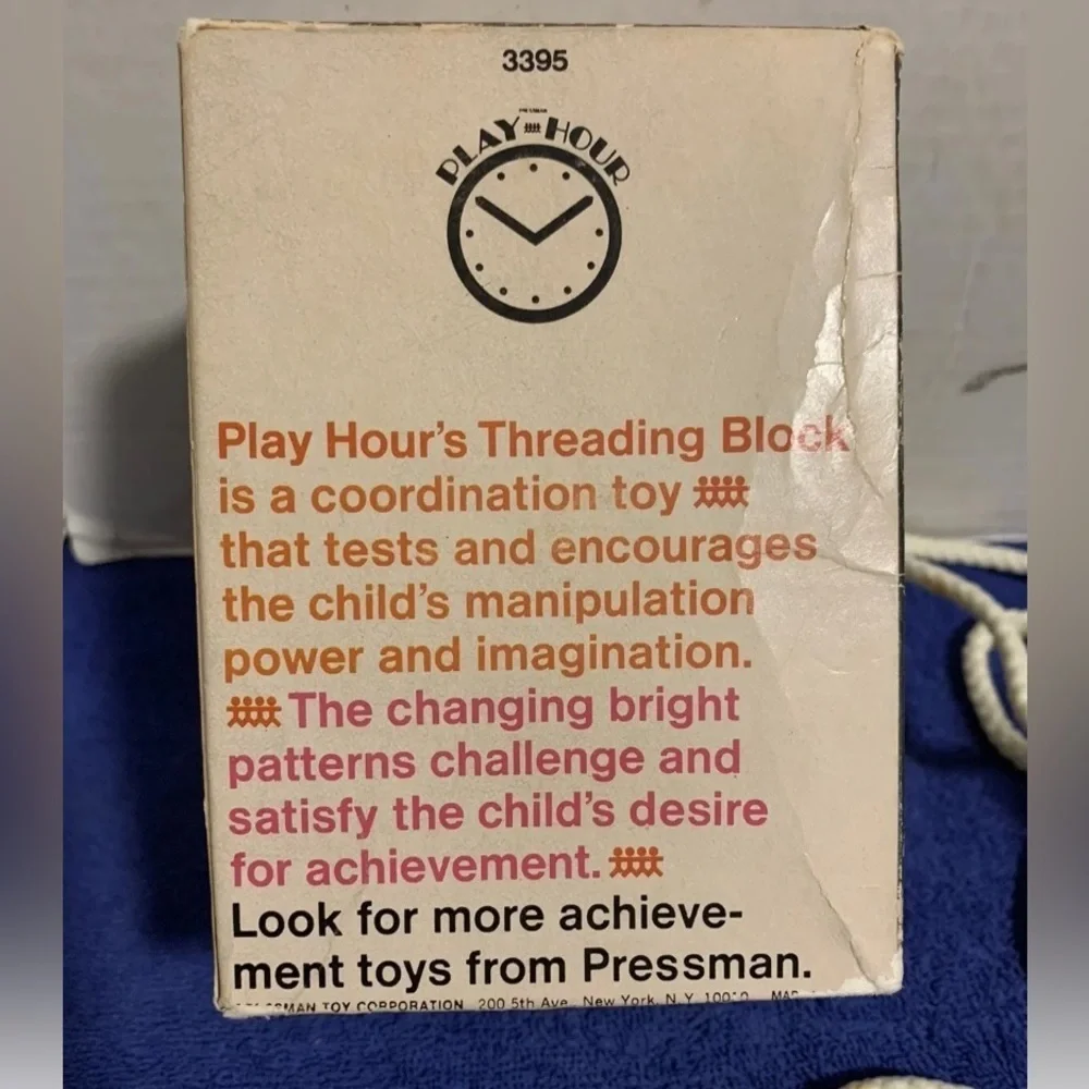 Vtg Pressman Play-Hour Threading Block Coordination Montessori Pre-School Toy